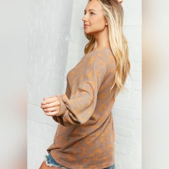 Taupe Animal Print Top - Picture 3 of 4